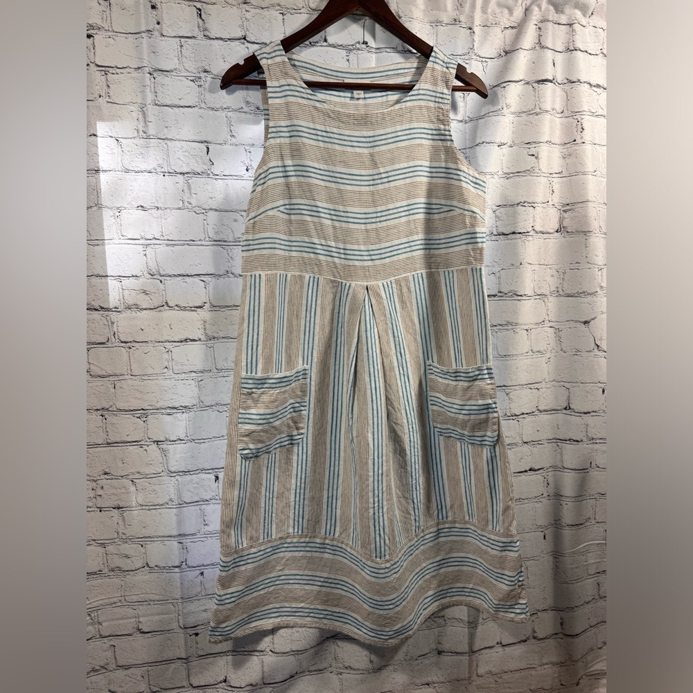 J. Jill Love Linen Blue & Brown Dress